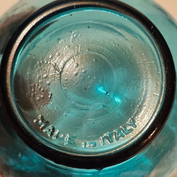 Vtg Light Blue Italian Empoli Glass Jar Bowl, Mid Century Bon Bon Candy Dish 4" - Picture 3 of 10